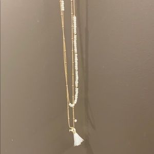 Gold and cream layered necklace